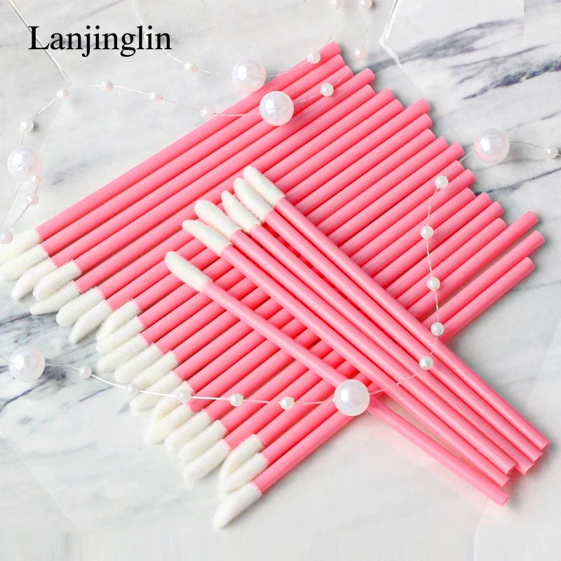 Lanjinglin 5/50 Pcs Lip Brush Reusable Makeup Brushes Lipstick Applicator Wands Eyelashes Extension Tool Beauty Accessories