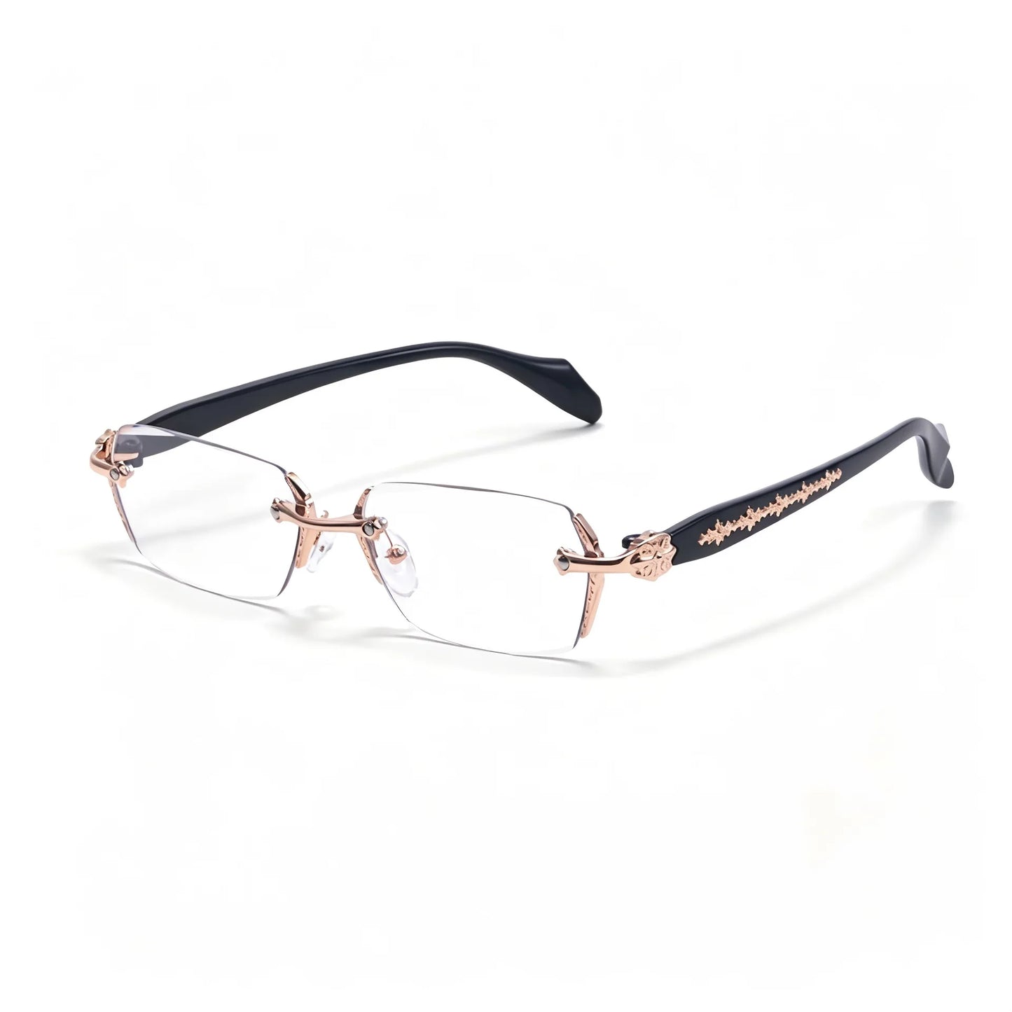 Unisex Square Frameless Metal Reading Glasses Business-Style for Clear Vision Comfortable Lightweight Design