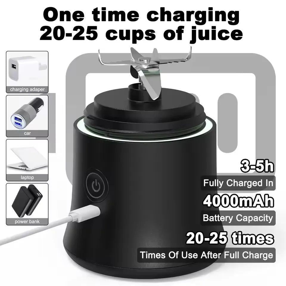 New Portable Blender 600ML Electric Juicer Fruit Mixer 4000mAh USB Rechargeable Smoothie Mini Blender Personal Juicer Colorful