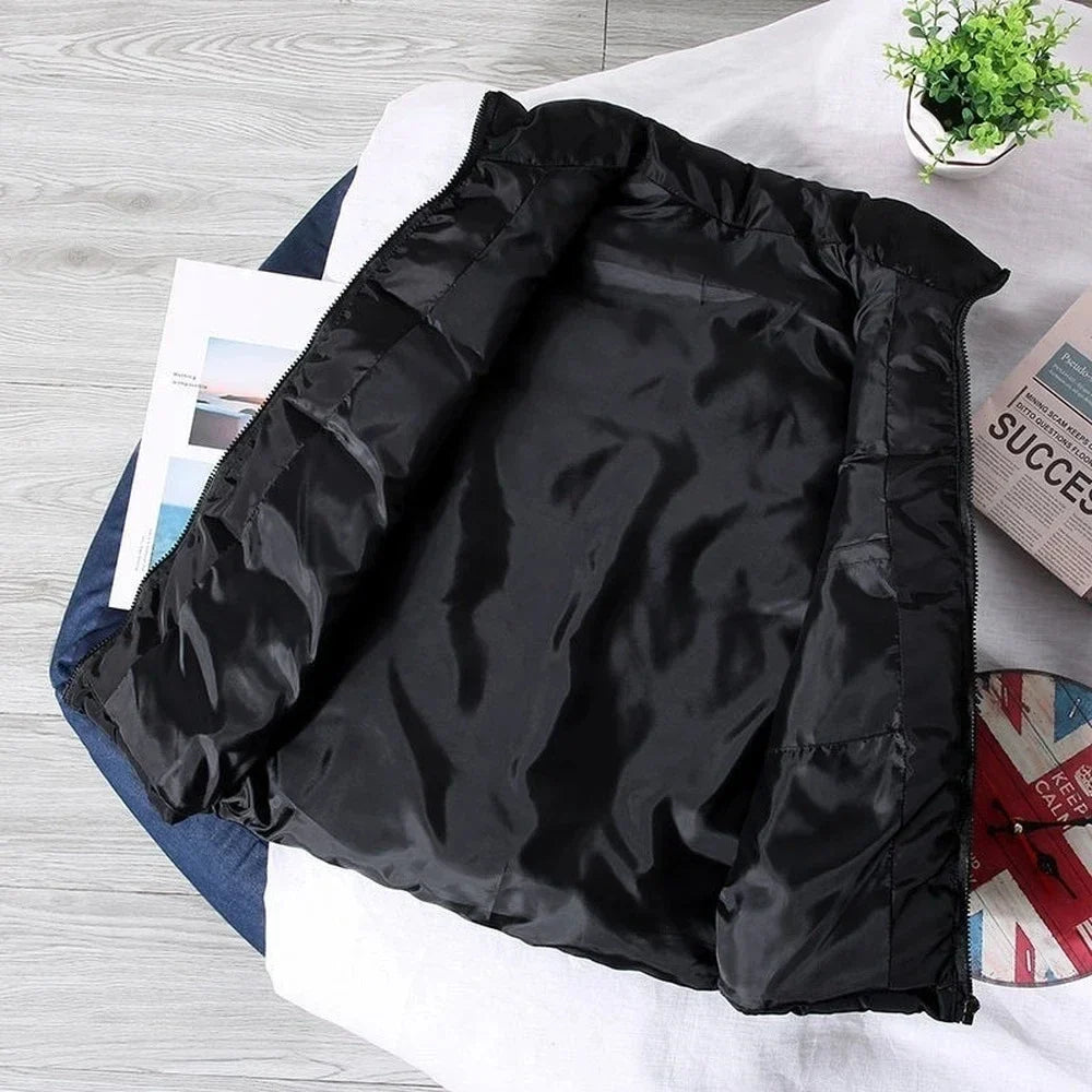White Vest Jacket Men Slim Fit Stand Collar Sleeveless Puffer Jackets Spring Autumn Casual Waistcoat Men Warm Coat 2024 Trends