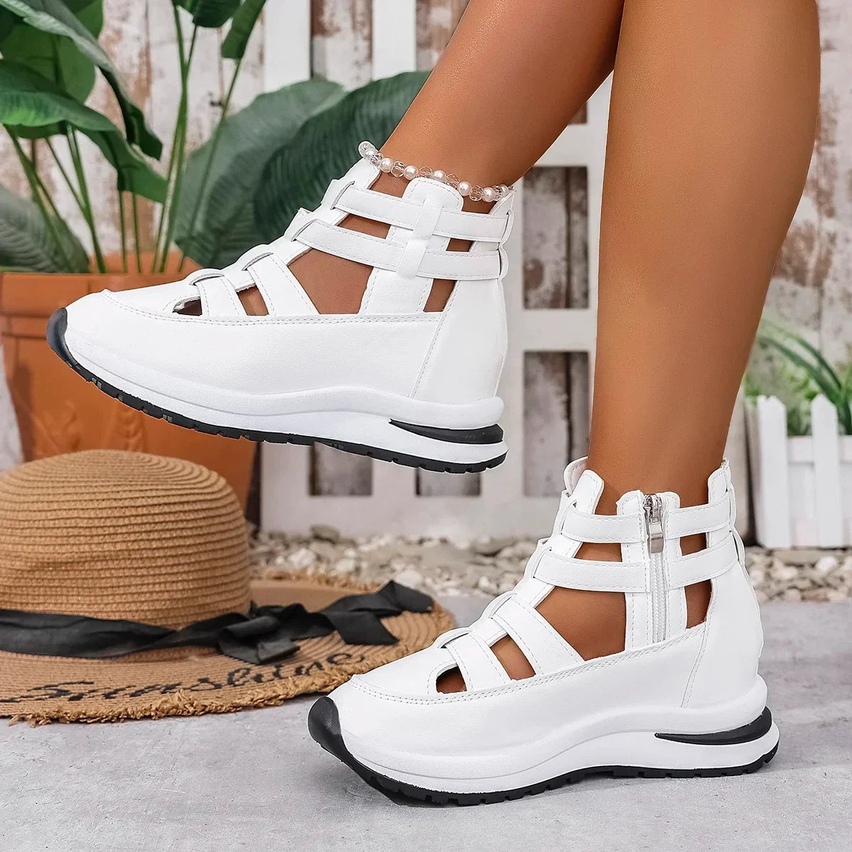 Women Sandals New Closed Toe Office and Career Summer Solid Wedge Shoes for Women New High Quality Buckle Strap Sandals Women