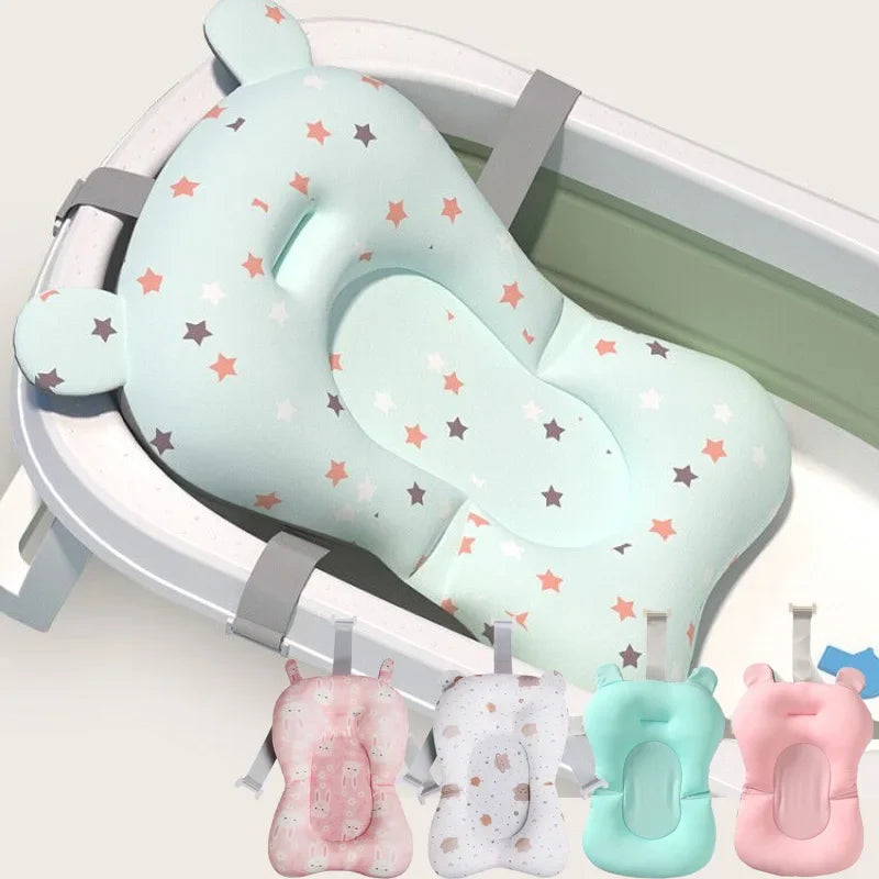 Baby Shower Bath Tub Pad Non-Slip Newborn Bathtub Mat Safety Nursing Foldable Support Comfort Body Cushion Mat Pillow Cartoon