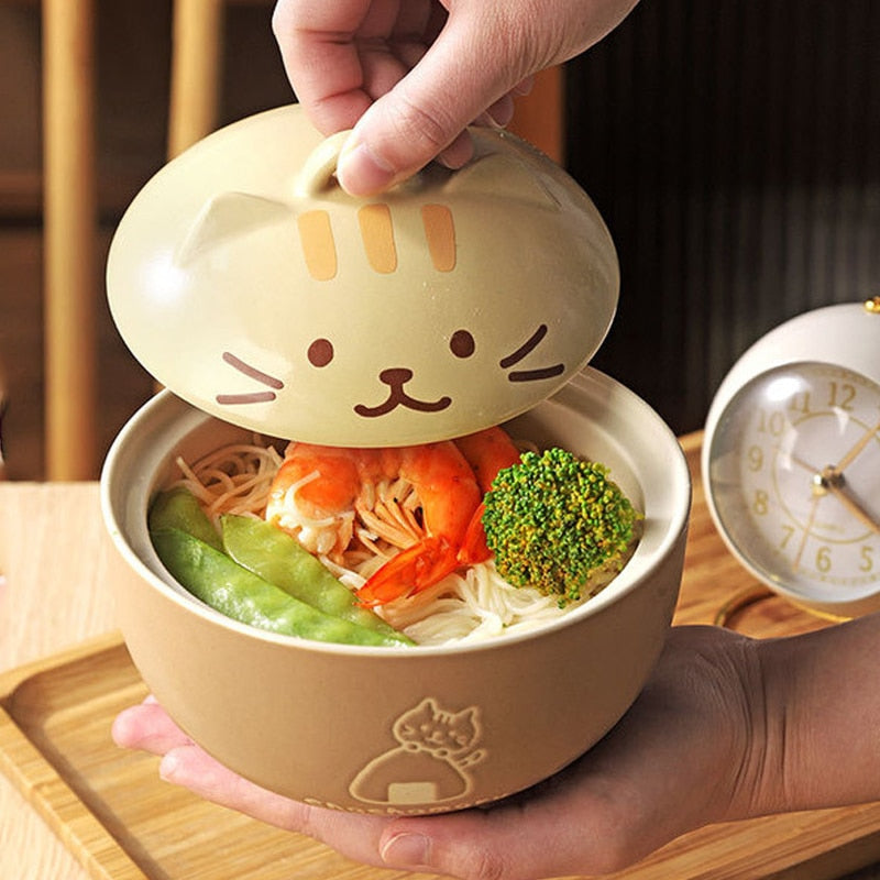 Cuencos de ramen de cerámica para gatos
