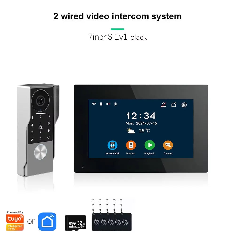 ANJIELO SMART Doorbell Video Intercom Camera System Wire 2‐wire Door Phone 10 Inch Screen 7 Protector Security