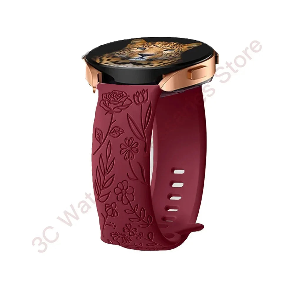 TicWatch Pro 3, E3 & GTH Rose Engraved Silicone Band