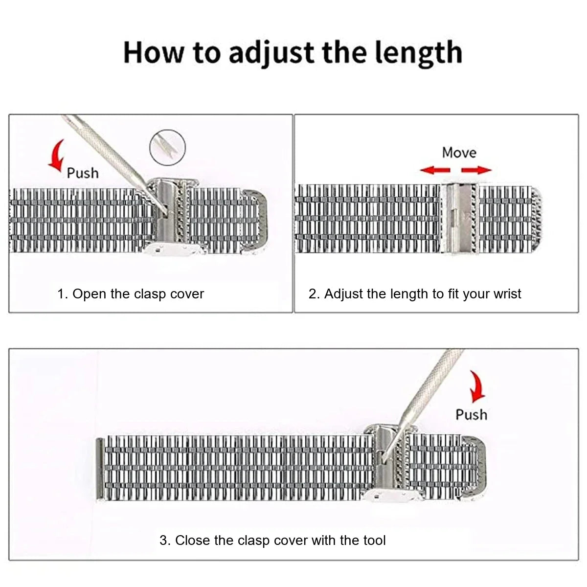 Google Pixel Watch 5, 4 & 3 Seven-Bead Stainless Steel Link Band