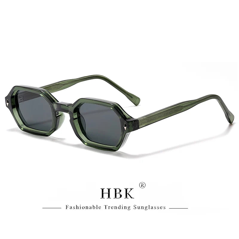 HBK Fashion Retro Polygon Men Sunglasses Small Frame Cupronickel Core Insert Leg Sun Glasses Outdoor Party Vacation Travel