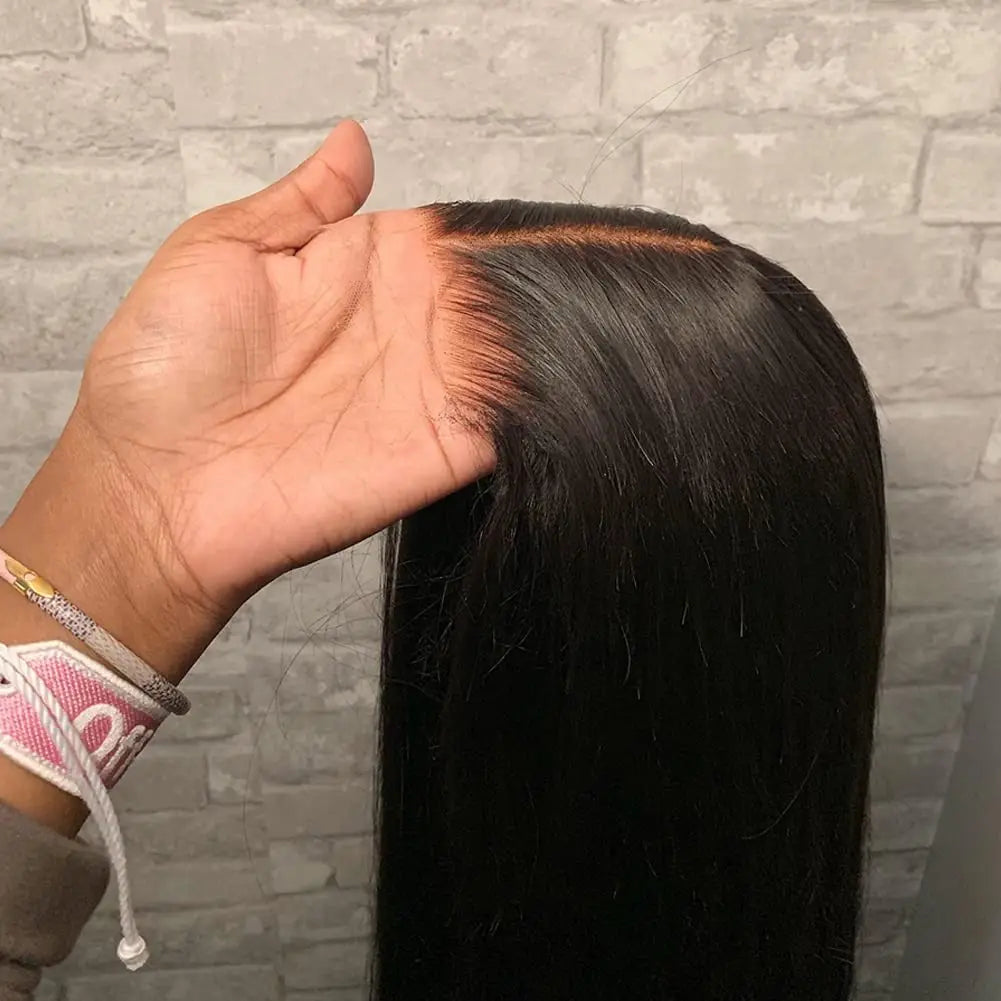 Peluca Frontal de Encaje Recto de Cabello Humano 5x5 6x4 HD Sin Pegamento Pre Arrancada Sin Recorte Lista Para Usar