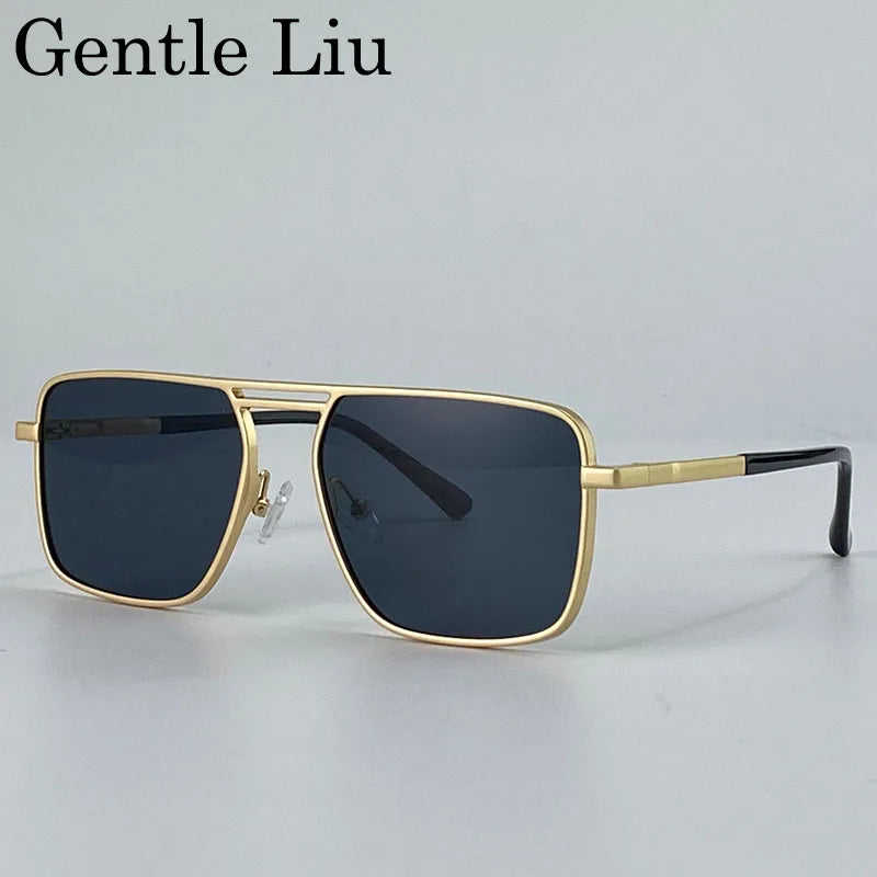 Oversized Square Punk Sunglasses Men 2026 Luxury Brand Retro Double Beam Sun Glasses For Male Steampunk Driving Eyewear UV400