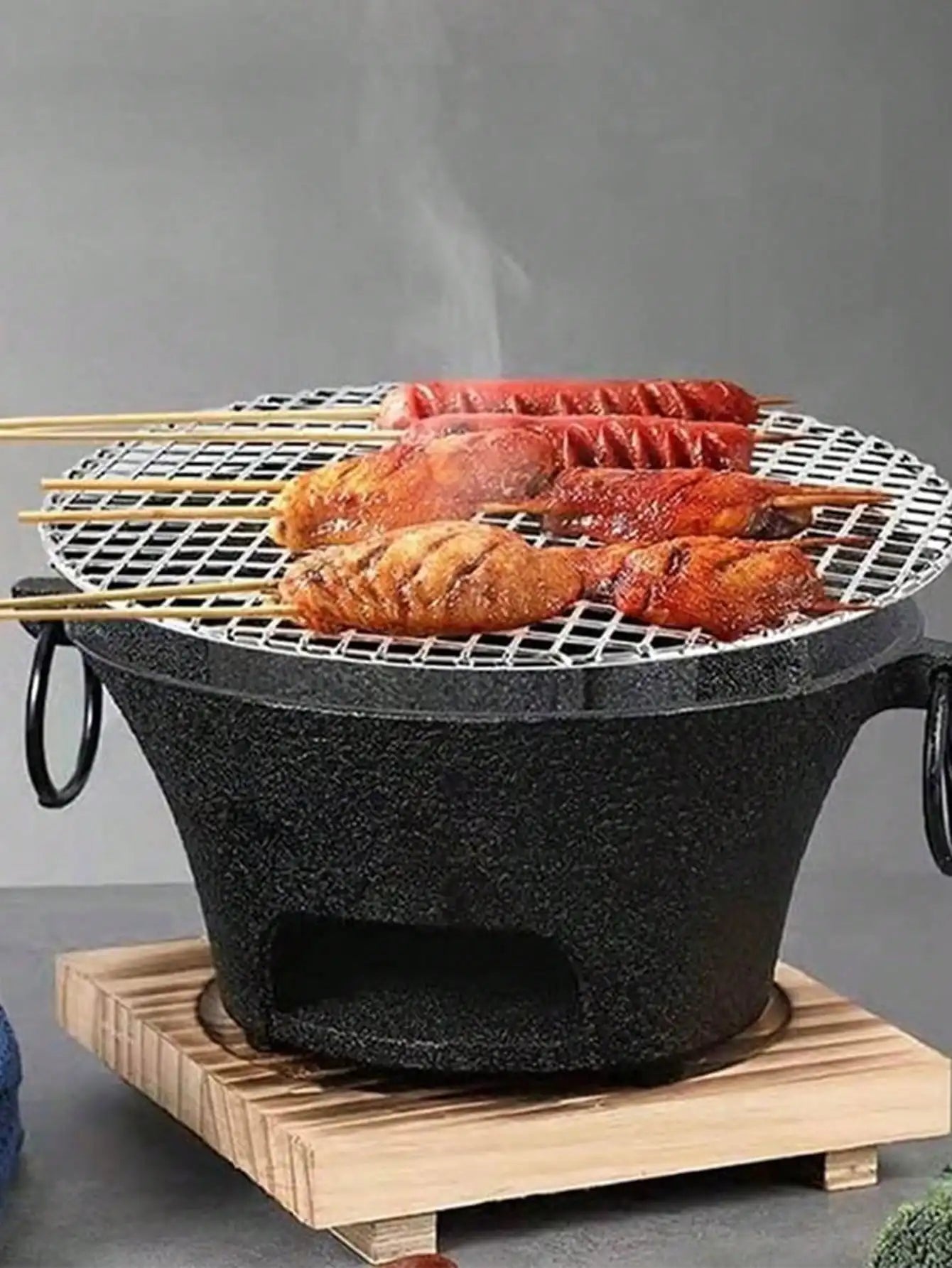 Durable High‑Temperature Resistant Cast Iron Charcoal Burner Complete BBQ Grill Stove Smokeless Portable Heating & Tea Making Stove Vintage Old‑Fashioned Design For Backyard Patio Home Garden Holiday Gift