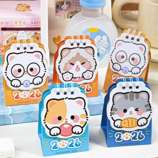 Mini calendario de escritorio Gato Kawaii 2026