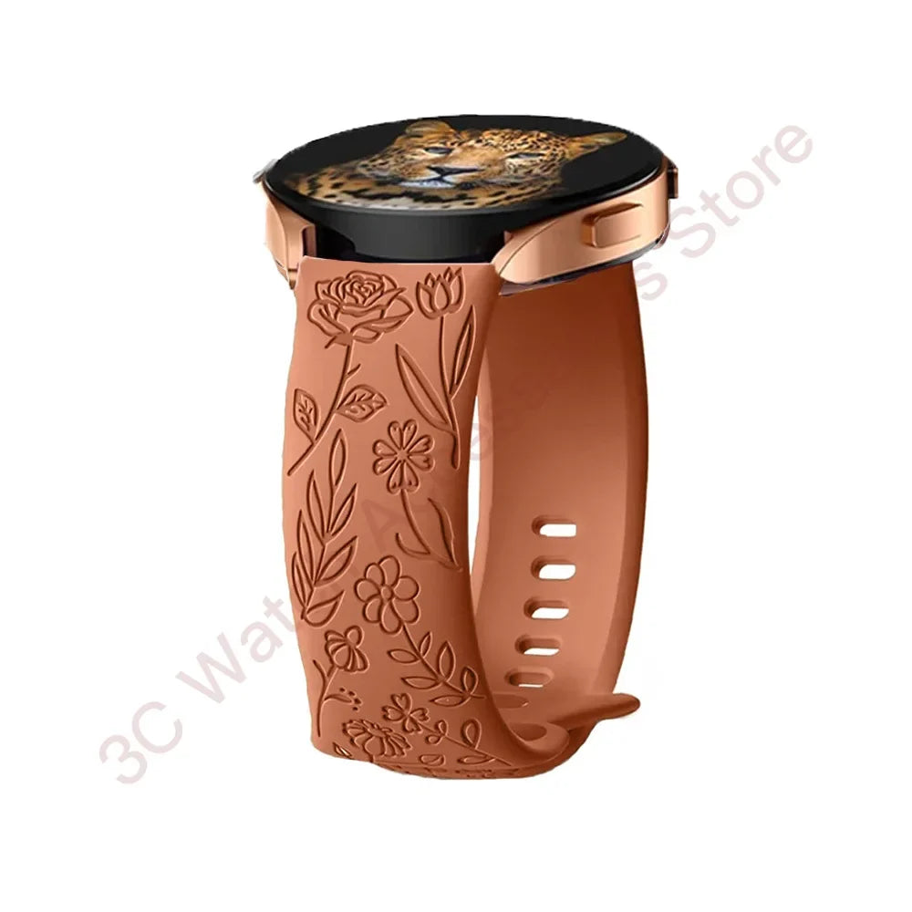 TicWatch Pro 3, E3 & GTH Rose Engraved Silicone Band