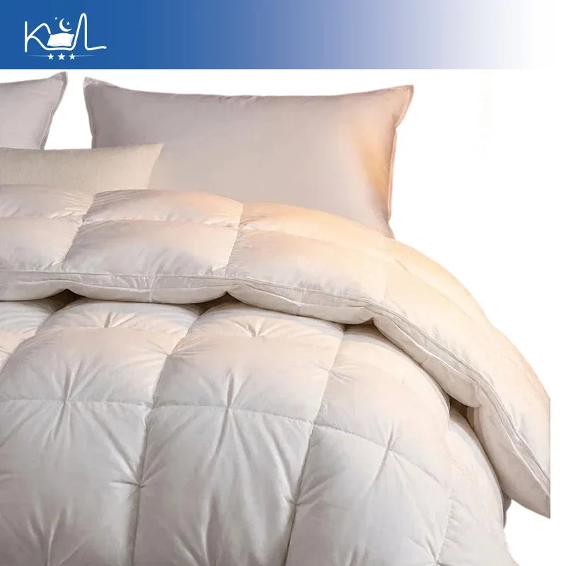 3D Luxury Quilted 100% Premium Goose Down Comforter King Queen Full Size Winter Thick Solid Color Duvet