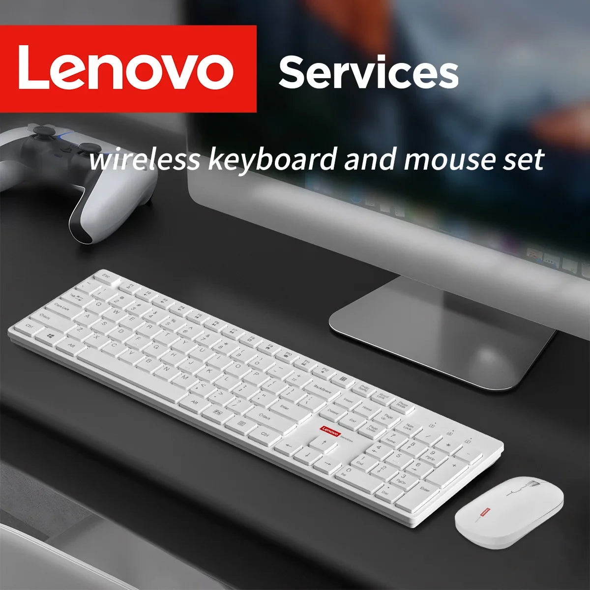 Lenovo Wired Mouse and Keyboard Set Classic Black Office Business Home Use Mouse 104Keys Silent Quiet Keyboard Combo for Laptop