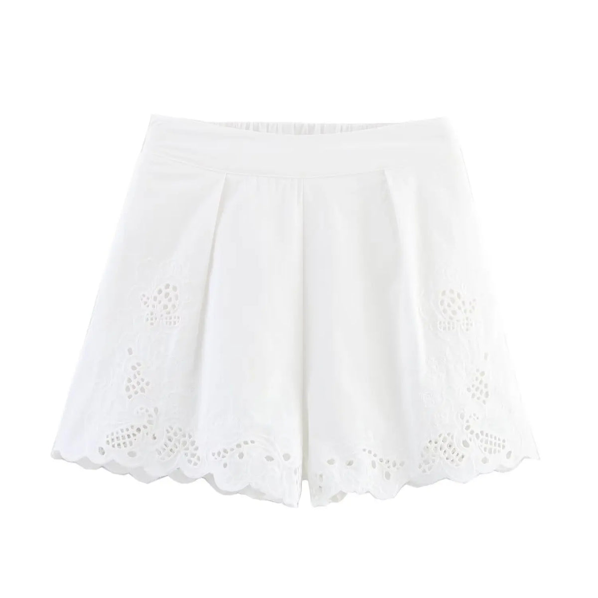 Foridol White Cotton Shorts Set Outfits Women Hollow Out Embroidery Two Pieces Set Outfits Shirt Shorts Matching Set Summer