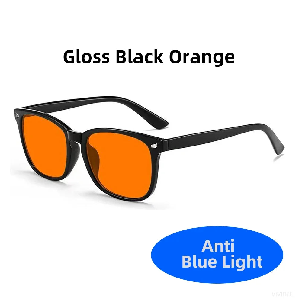 Classic Red Lens Blue Light Blocking Glasses Square Men Better Sleep Anti Bluelight Filter Orange Women UV400 Eyeglasses