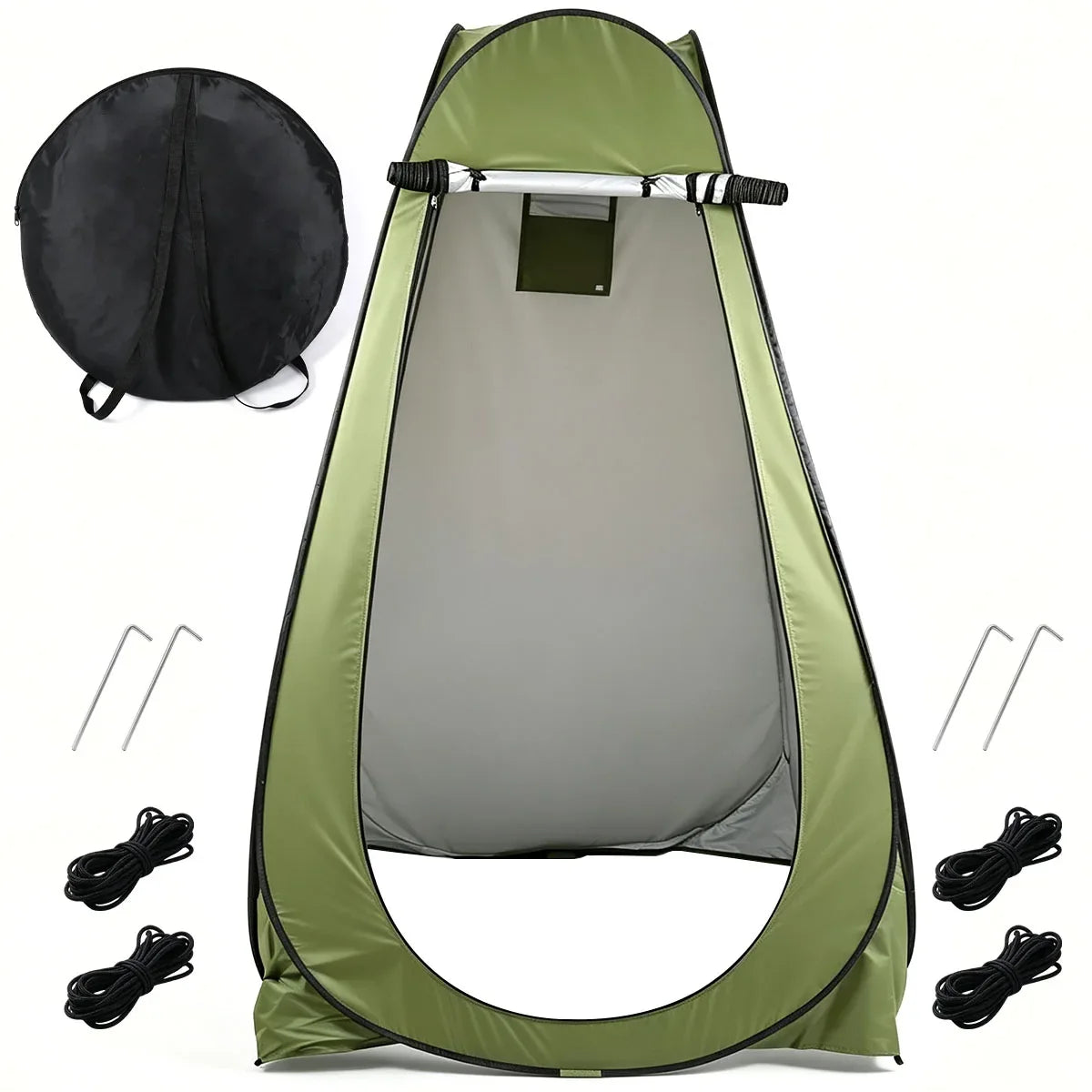 Instant Pop Up Changing Tent 192cm Tall Portable Outdoor Privacy Shower Tent with Silver Coating Waterproof Foldable Camping Toilet Dressing Booth with Carry Bag Stakes Ropes for Beach Swimming Fishing Hiking Photography