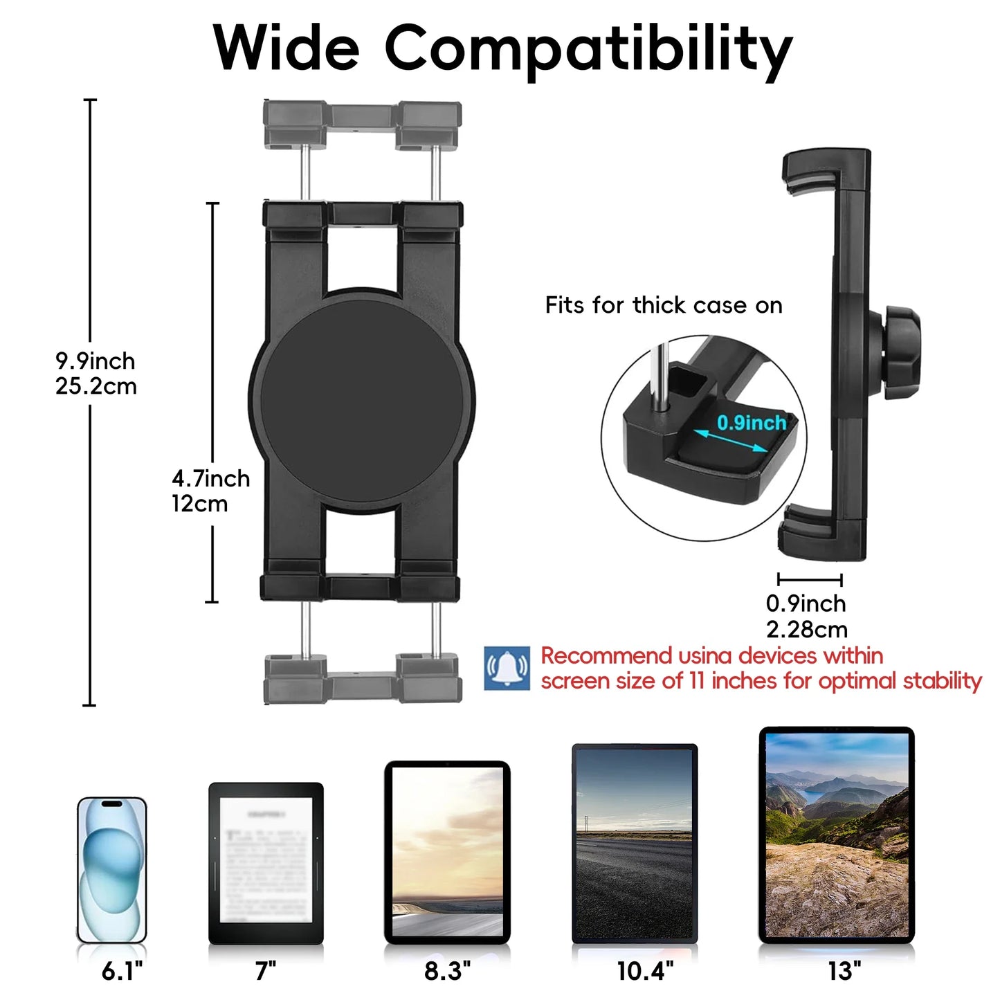 Tablet Holder for Car, 3 in 1 Cup Holder ipad Car Phone  Mount with Expander，Adjustable Base and Long Arm for 4-12.9‘’ Tablet，