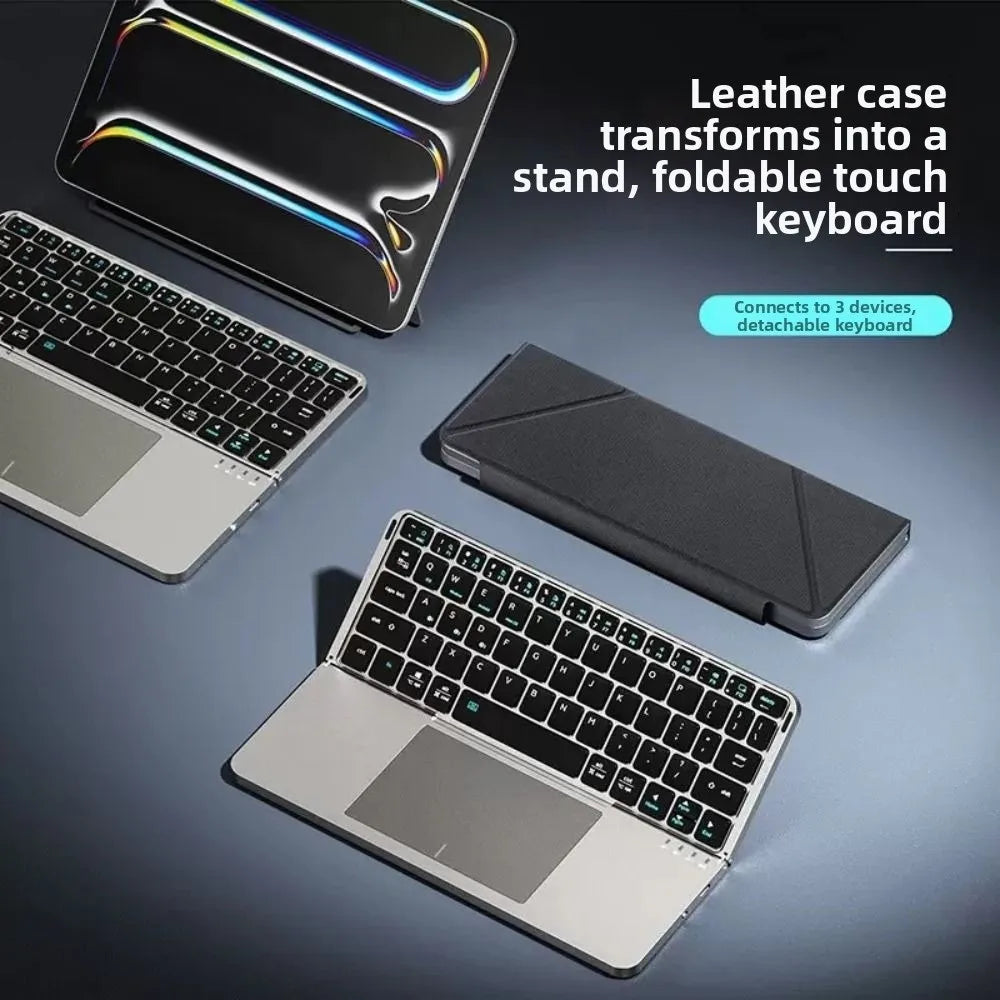 Bluetooth 5.3 Wireless Bluetooth Keyboard Portable Detachable Foldable Keyboard with Touchpad Universal Rechargeable Keyboard
