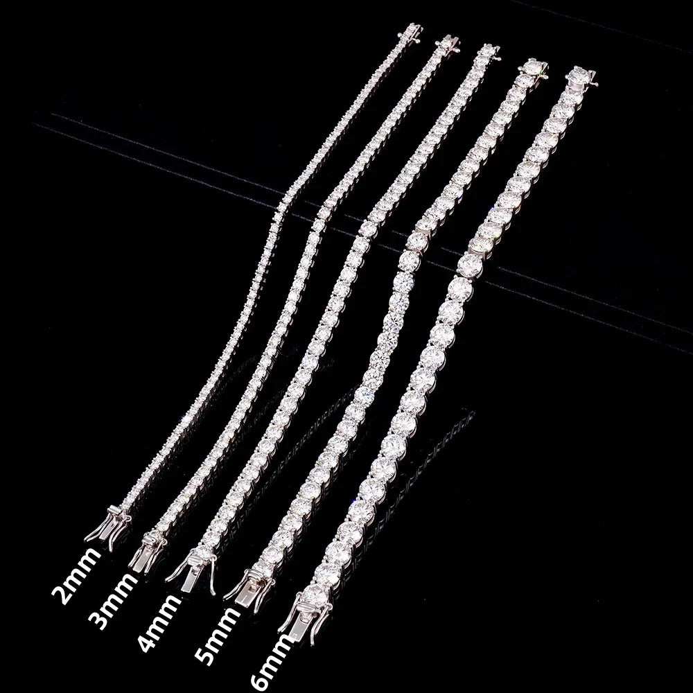 100% Real Moissanite Tennis Bracelet 925 Sterling Silver Plated 18K