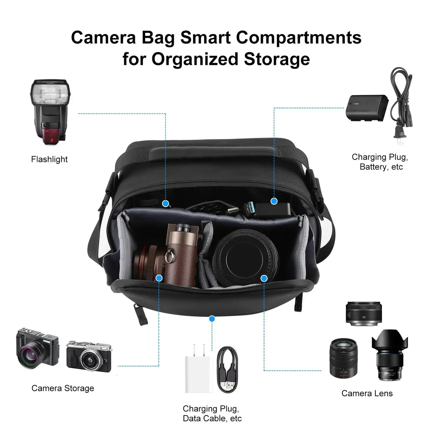 Drone Storage Bag Photography Camera Crossbody Shoulder Bag Waterproof PU Fabric For DJI Mini Series / Osmo Pocket Series