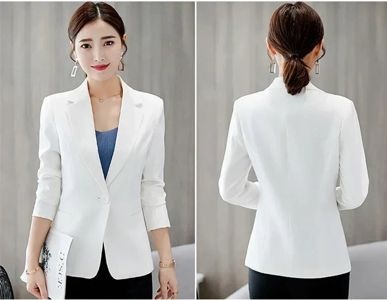 Royal Blue Suit Jacket Women's Stylish Slim Coat New Fall Women Blazer Pink, Red, White, Black Girl Tops Reefer Jackets