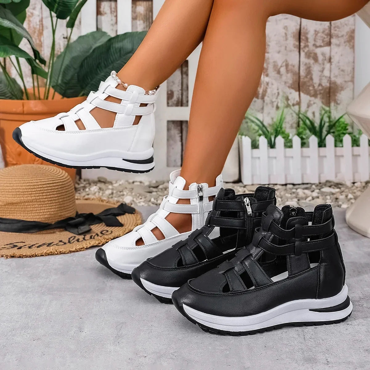 Women Sandals New Closed Toe Office and Career Summer Solid Wedge Shoes for Women New High Quality Buckle Strap Sandals Women