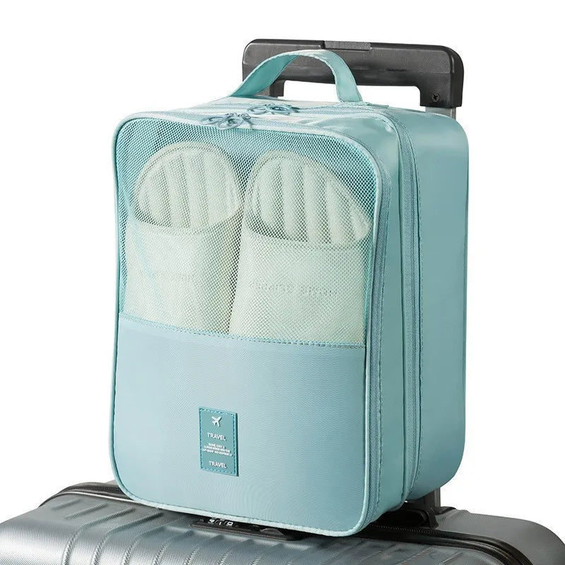 Travel Shoe Bag Storage Bag Washed Diagonal Breathable Mesh Multiple Pairs of Shoes Portable Shoe Box for Business Trips