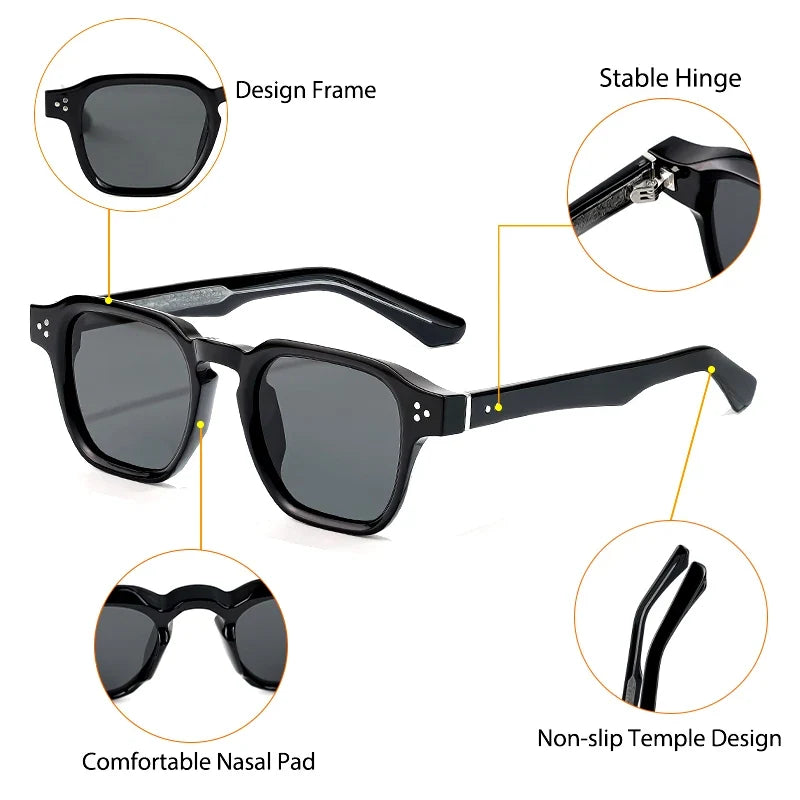 HBK Fashion Punk Sunglasses for Men Classic Square Sun Glasses Outdoor Sports Party Vacation Travel Driving Fishing Eyeglasses