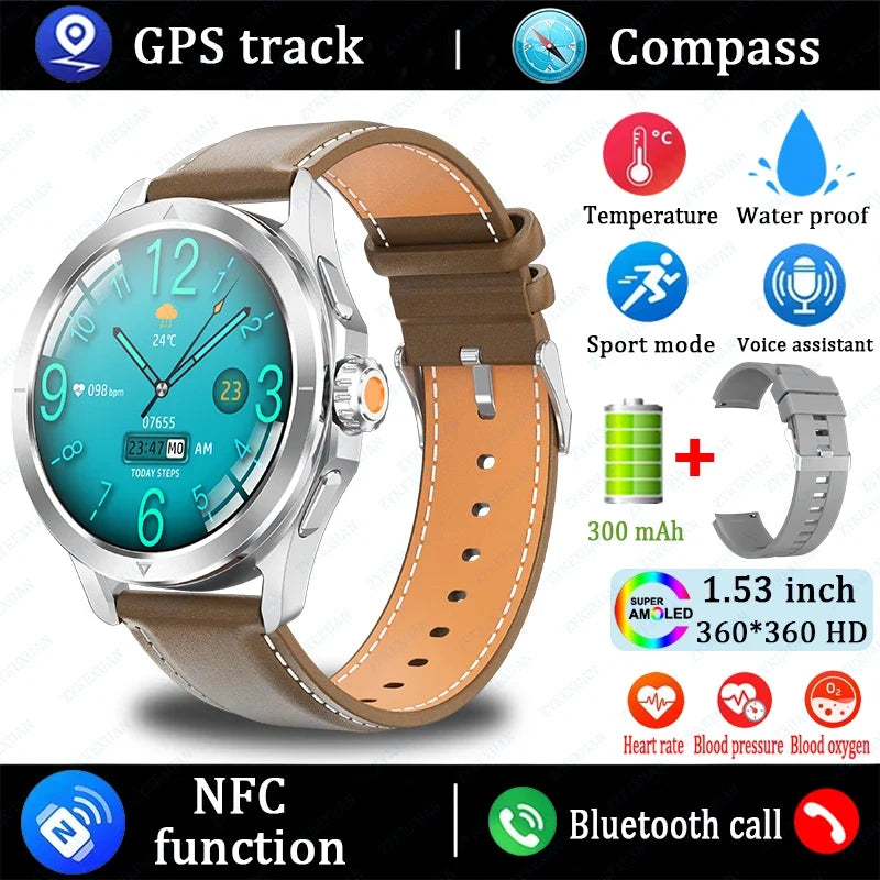 2025 New S4 Ultra Smart Watch Men Blood Oxygen Heart rate Compass Waterproof NFC GPS Tracking Bluetooth Call Sport Smartwatch