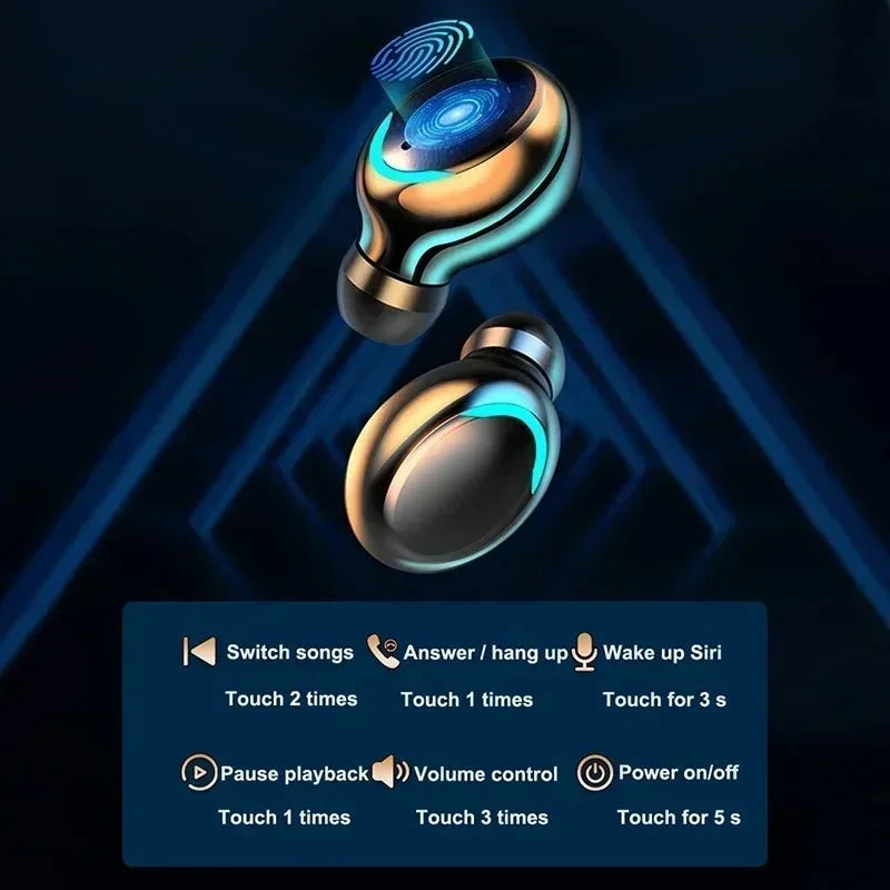 Bluetooth Headphones 9D Stereo High Bass Sport Earphones Handfree Touch Control Tws Wireless Earbuds Headset