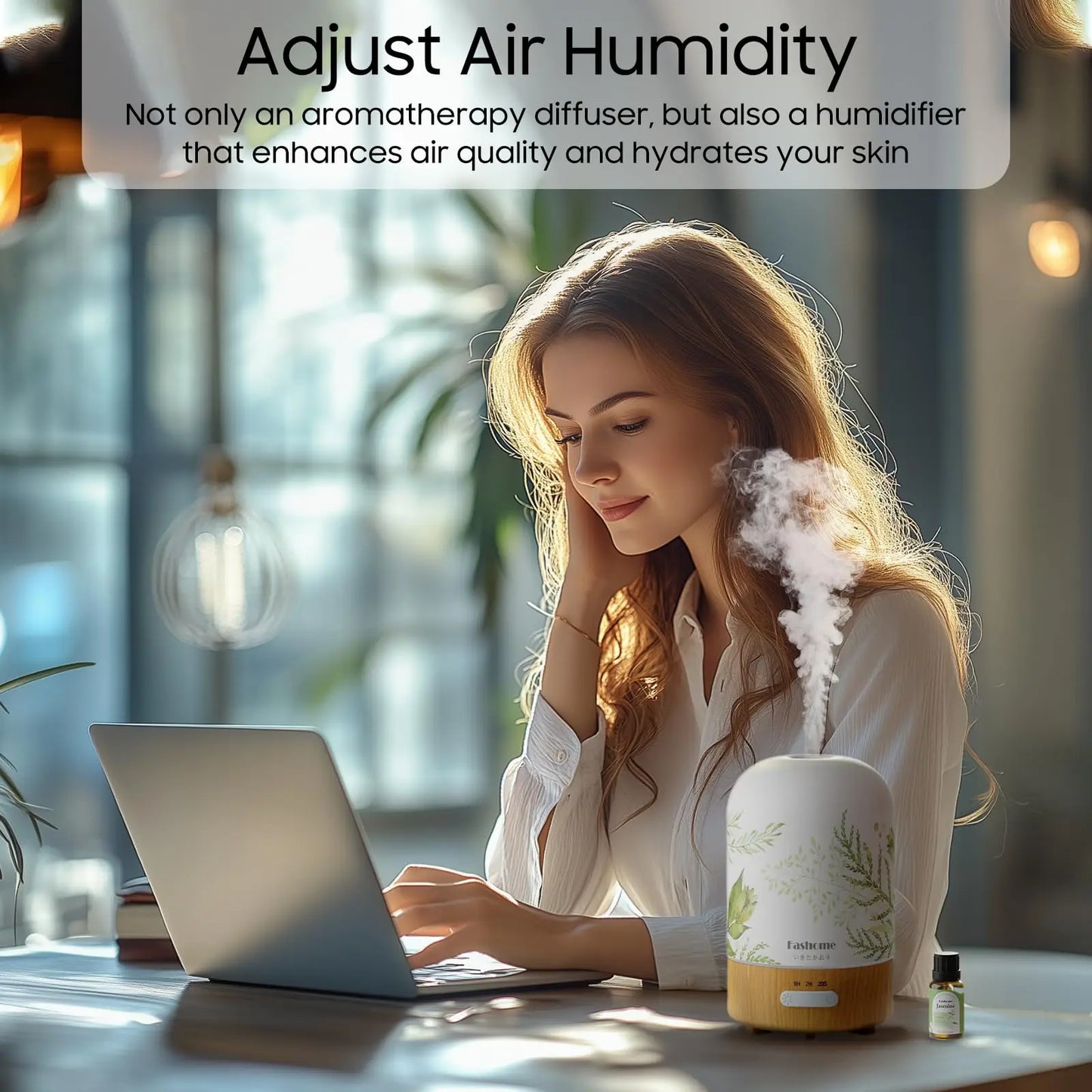 Essential Oil Diffuser Ultrasonic Aromatherapy Humidifier Auto Shut Off Jasmine