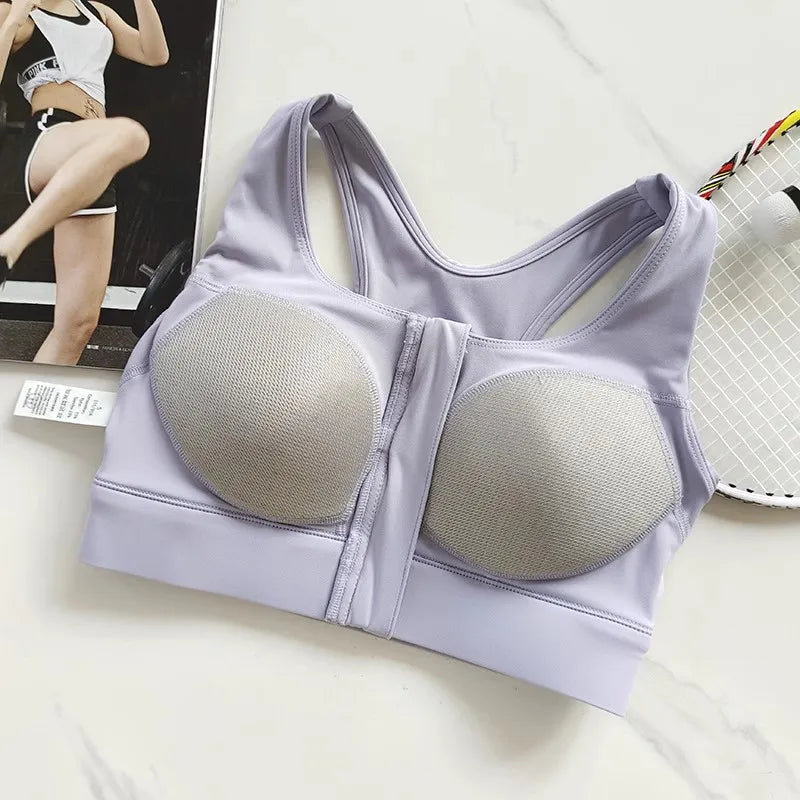 Women's Zipper Shockproof Sports Bra
