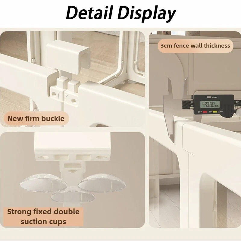 Indoor Playpen Dog Fence Cage with Gate Big Portable Dog Fences Acrylic Transparent Panel Pet Fences Household Puppy Supplies