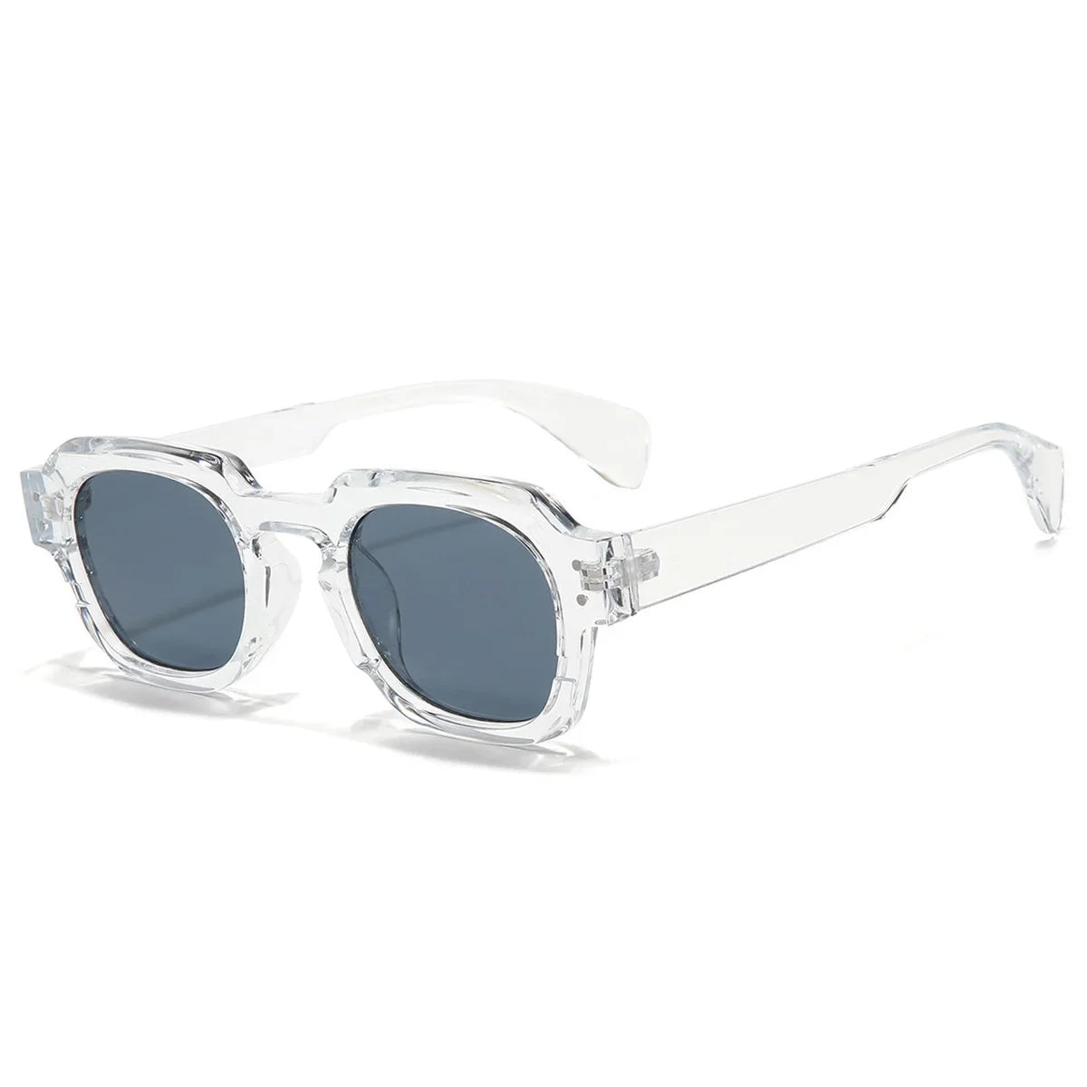 Ins Popular Trending Women Square Sunglasses Men Vintage Clear Lens Frame Rivets Punk Female Shades UV400 Male Sun Glasses