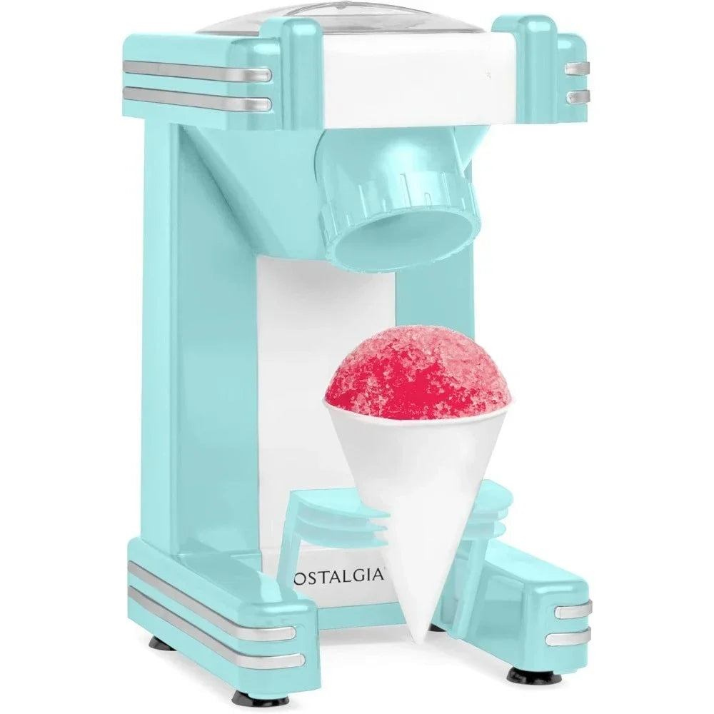 New Upgrade US Shipping Single Serve Retro Snow Cone Machine Countertop Shaved Ice Maker for Slushies Hawaiian Ice with Reusable