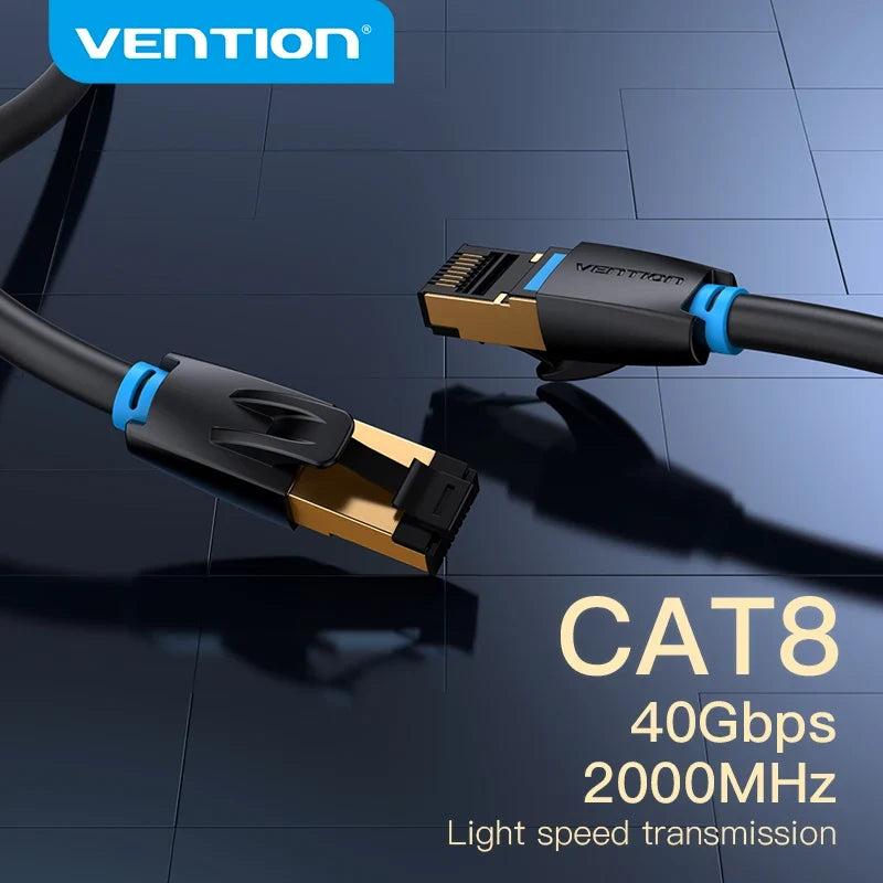 Vention Cat8 Ethernet Cable SFTP 40Gbps 2000MHz Cat 8 RJ45 Network Lan Patch Cord for Router Modem Internet RJ 45 Ethernet Cable