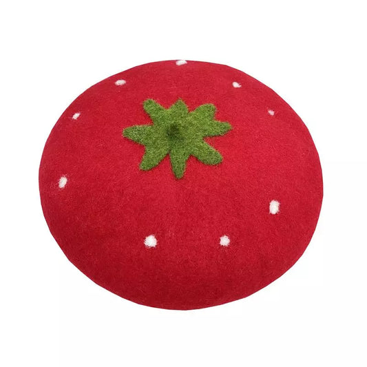 Gorro con boina de fresa