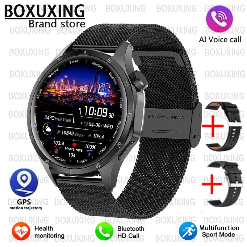 2026 New BOXUXING GPS NFC Smart Watch Men 360*360 AMOLED Screen Heart rate Bluetooth Call IP67 Waterproof Man Smartwatch Women