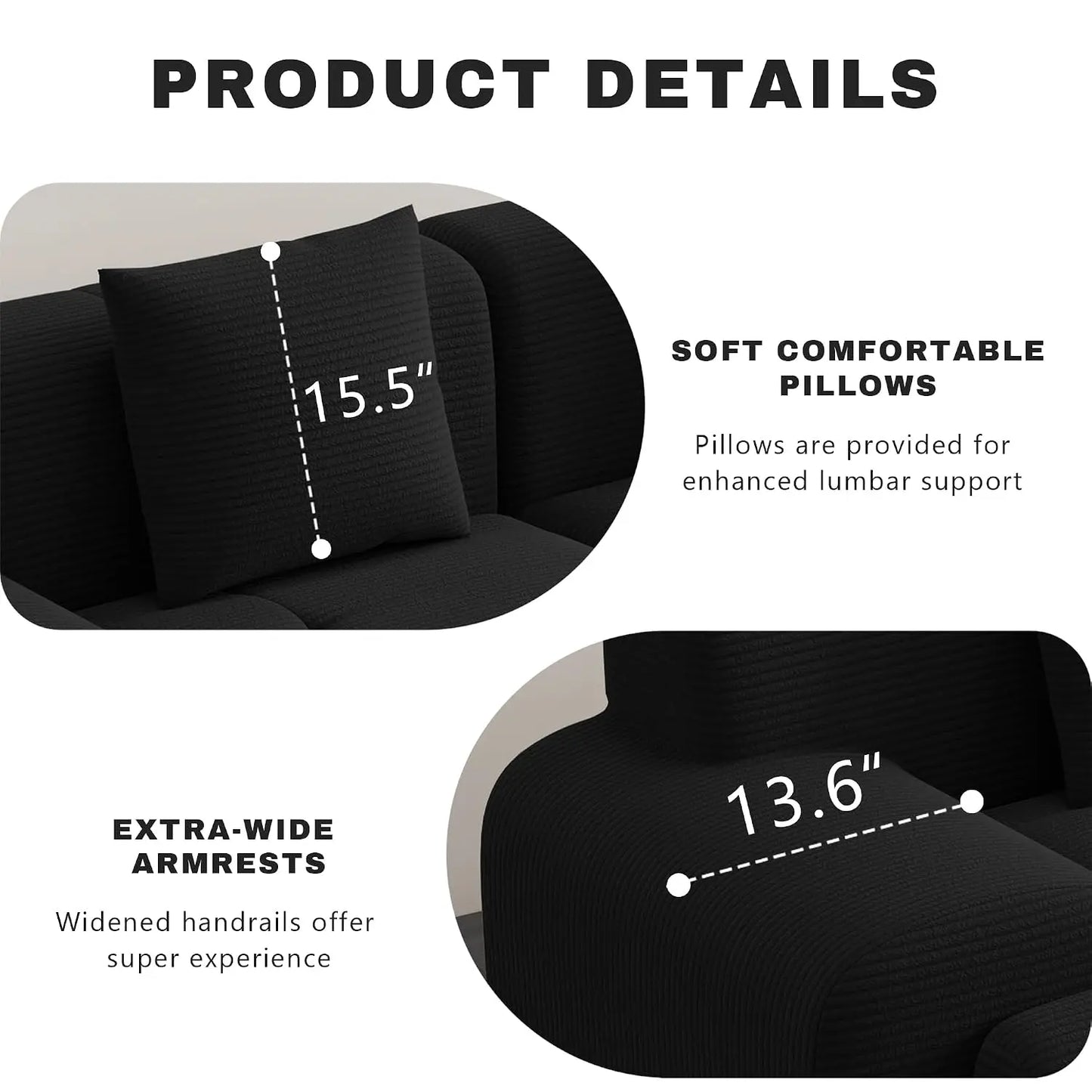 107" Cloud Modular Sectional Couch,Boneless Sofa with Ottman,L-Shape Upholstered Sofas with Deep Seat,Modern Cozy, Custom