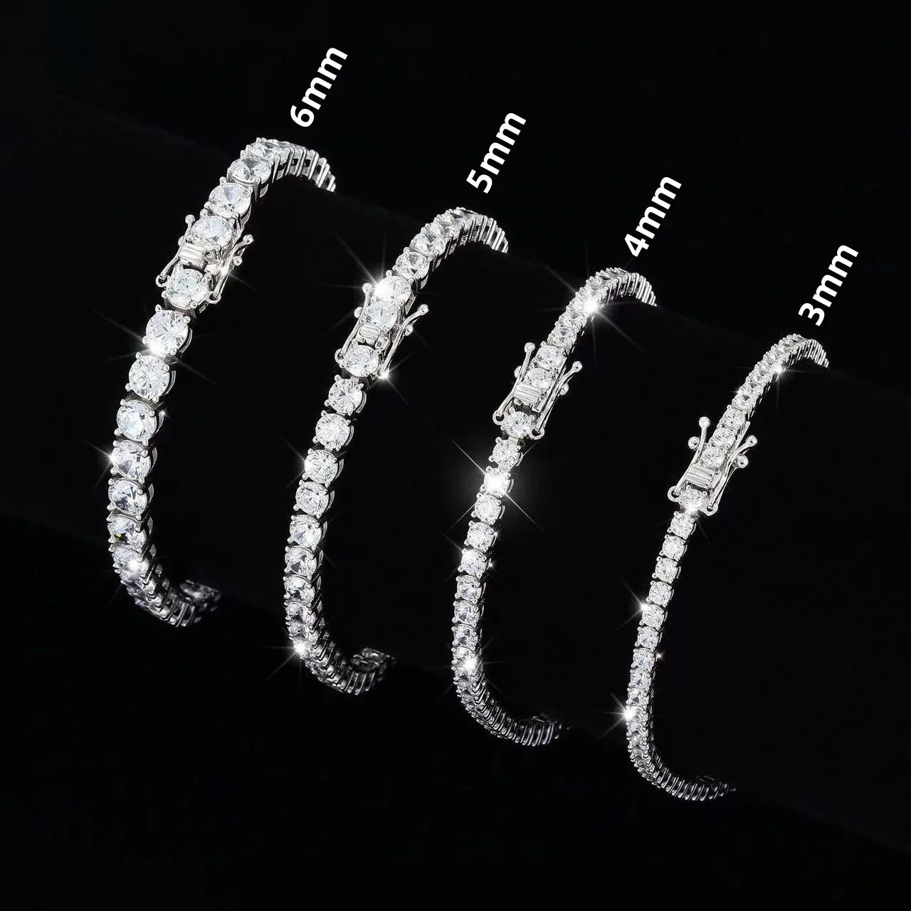 100% Real Moissanite Tennis Bracelet 925 Sterling Silver Plated 18K