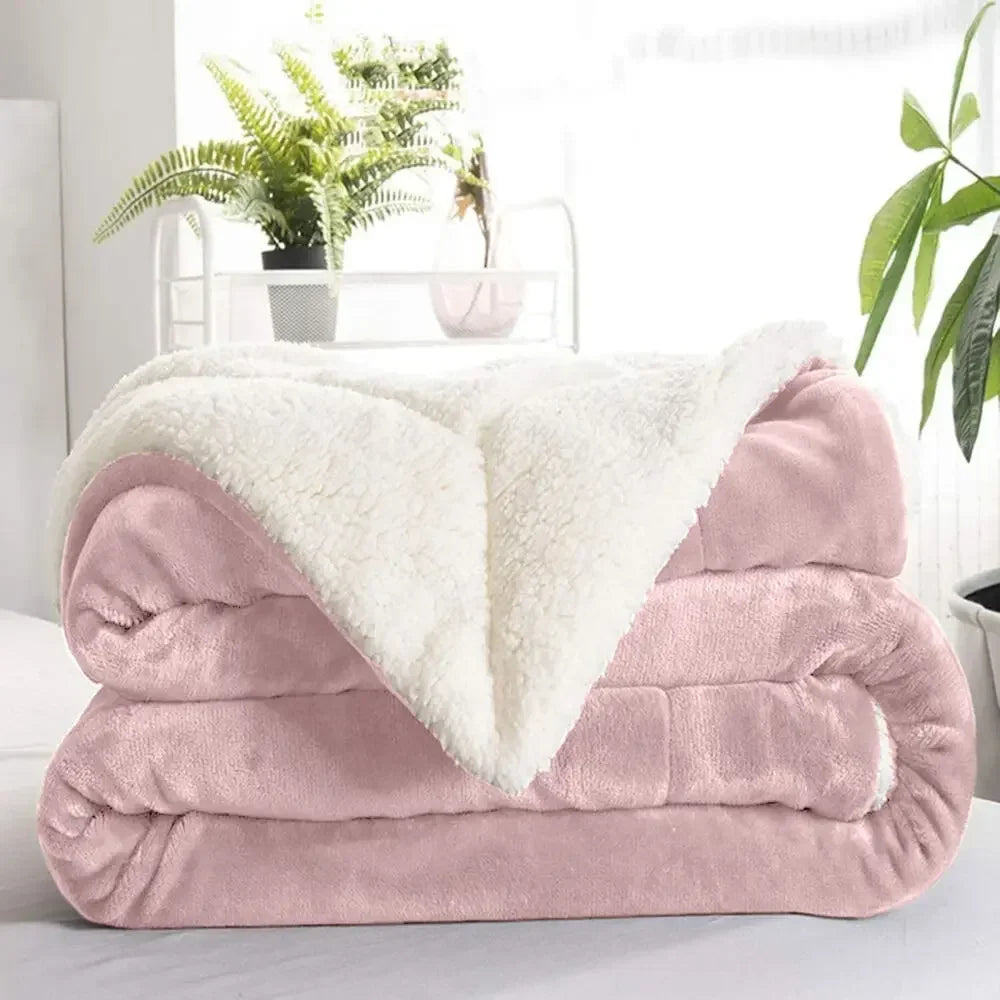 Sherpa Blanket Twin Thick Warm Blanket for Winter Bed Super Soft Fuzzy Flannel Fleece/Wool like Reversible Velvet Plush Blanket