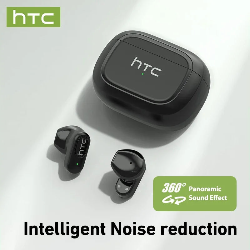 HTC NE51 Bluetooth Earphones TWS Mini EarBuds Sports Wireless Headphones Smart Noise Reduction Earbuds Green Black