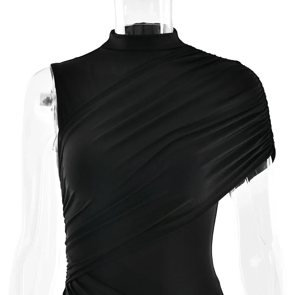 Irregular Pleated Mini Dress | Tassel Hem Streetwear Dress - Femstylo