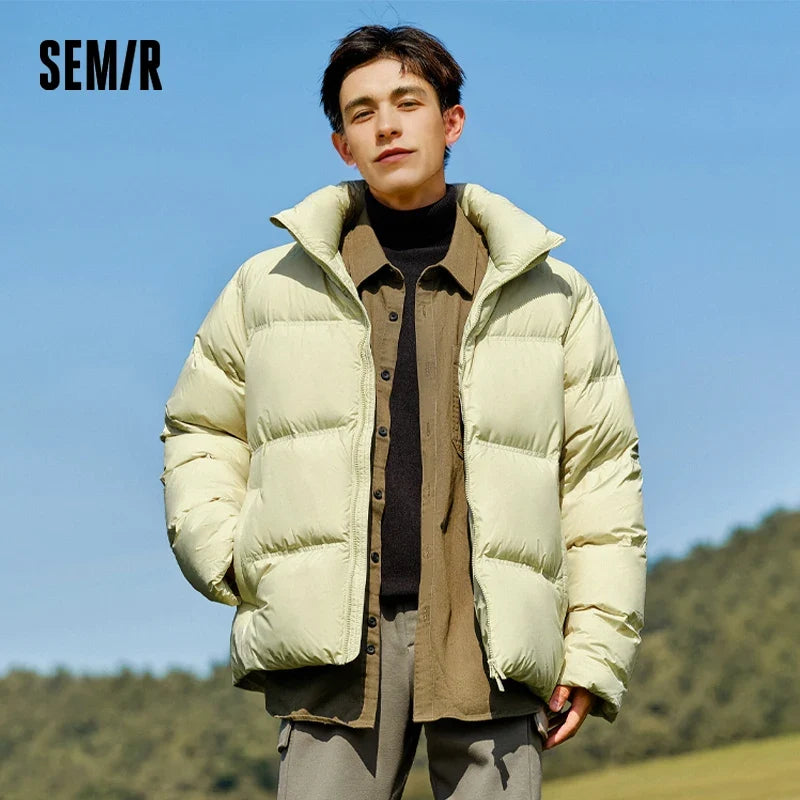 Semir Down Jacket Men Women 2026 Winter New Light Short Coat Three-Proof Thermal Puffer Coat Couple Top Trendy Down Jacket