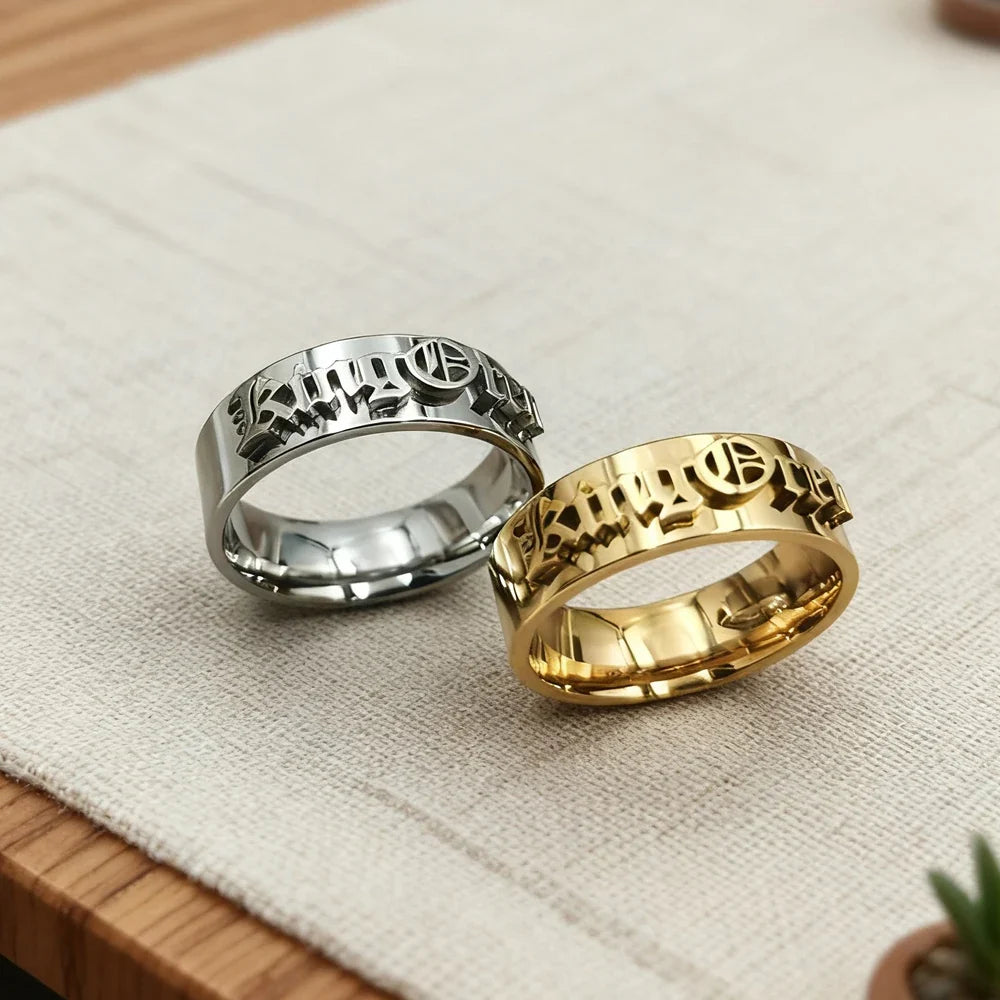 Custom Silver Men's Ring Chunky Gothic Rings Old English Personalized Luxury Name Ring Stainless Steel Jewelry Boyfriend Gift