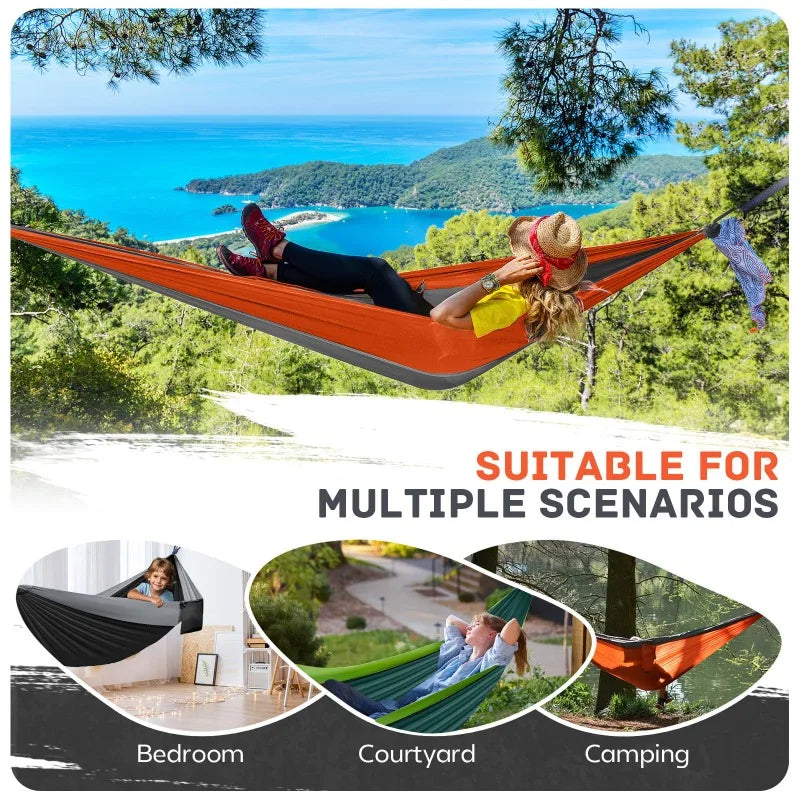 Camping Hammock Lightweight, Portable Hammocks Parachute Hammock with Two Tree Straps, Single or Double Travel Camping Hammocks