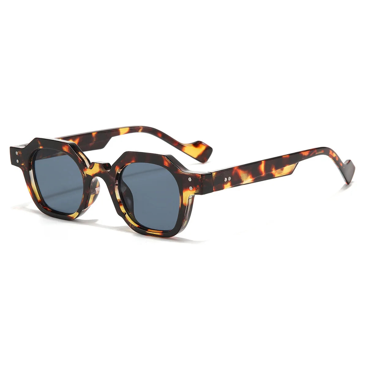 Vintage Polygon Square Women Sunglasses Fashion Hexagon Clear Ocean Lens Shades UV400 Men Rivets Sun Glasses Oculus