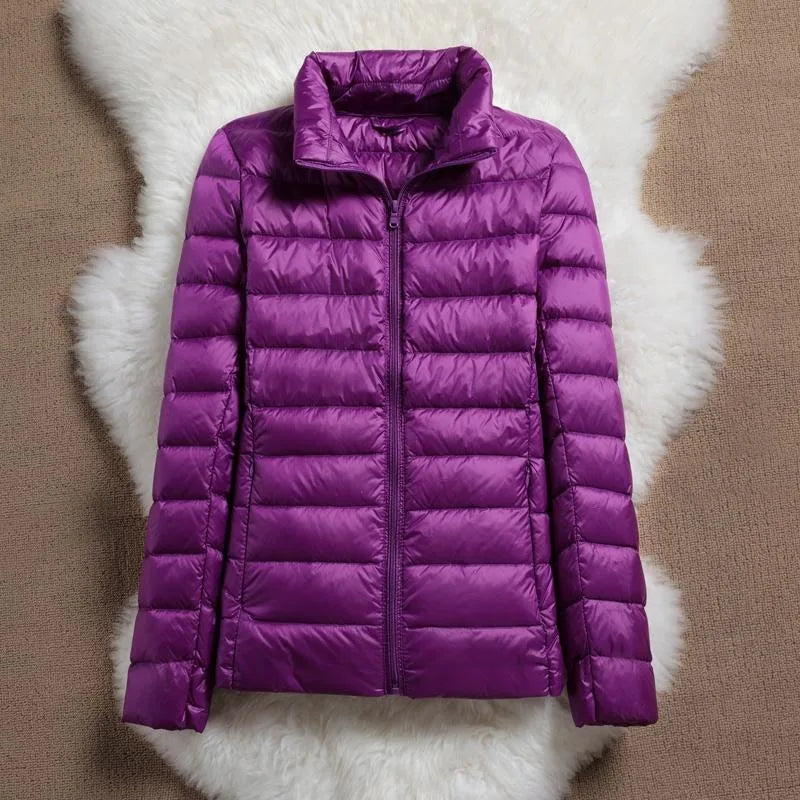 Light Down Coat Women Spring Jacket Fashion Short Ultra Lightweight Packable Puffer Coats Female Down Warm Slim Fit Parkas