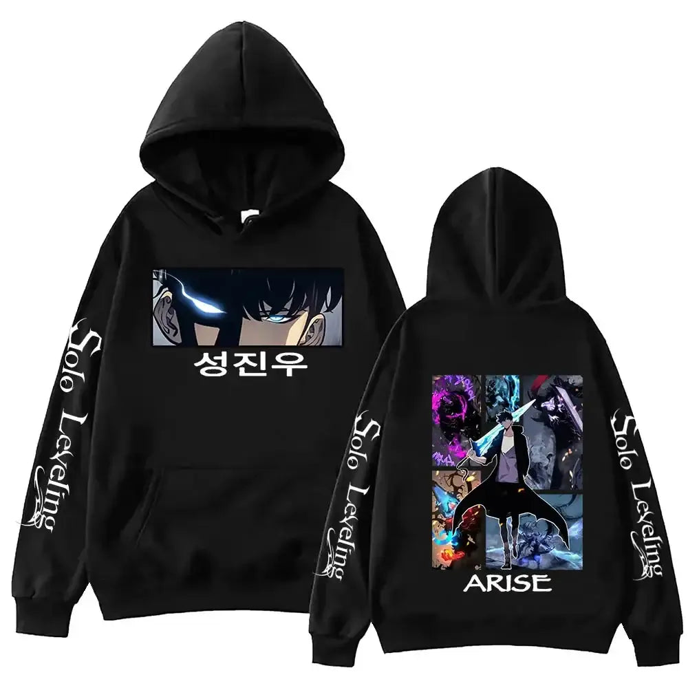 Sudadera con capucha de Solo Leveling, estampado de anime Harajuku